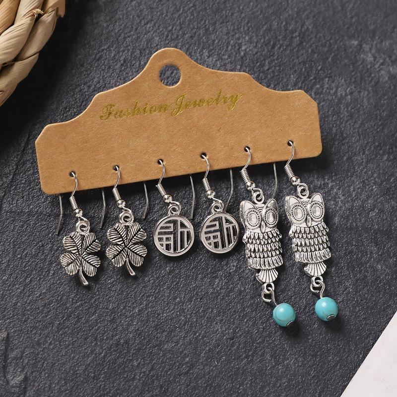 Earrings Set, Retro Handmade Tibetan Silver Earrings, Simple and Versatile Fringed Women's Ear Jewelry.