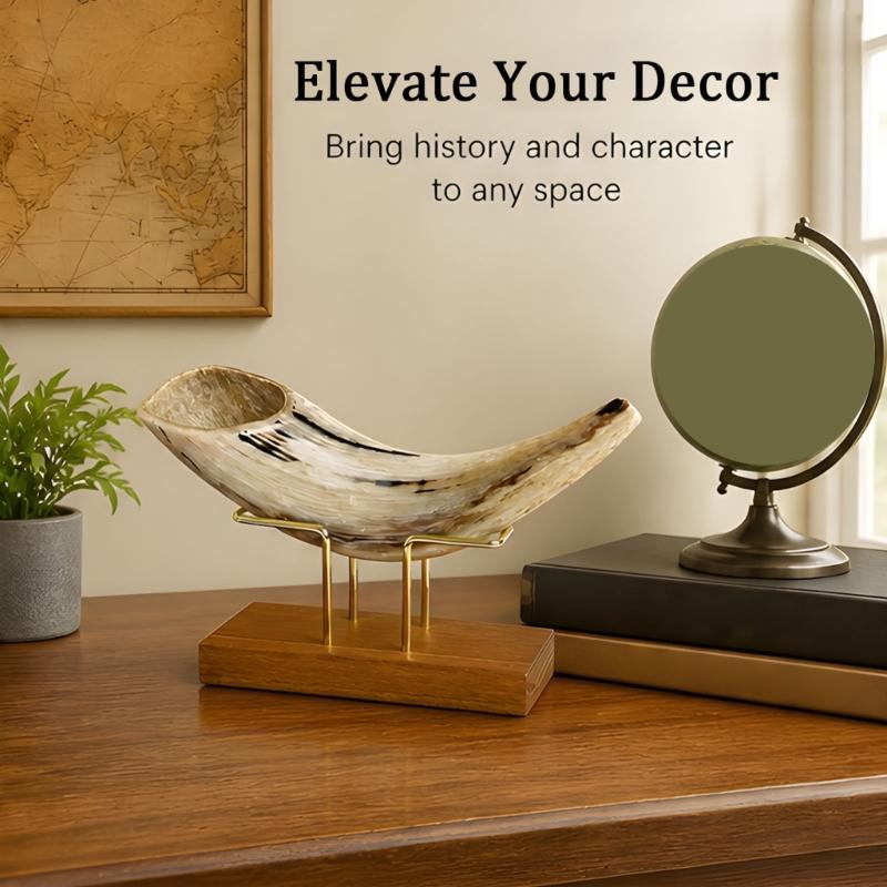 Small Horn Presentation Metal Support for Shelf Desk Cabinet Display, Stand Included for Home Collection Use