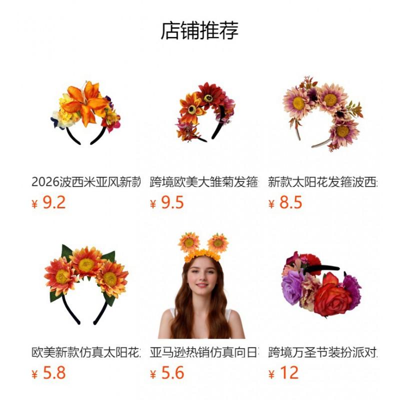 Sonnenblumen Erntefest Stirnband Künstliche Blume Blatt Haaraccessoire Thanksgiving Aufführung Damen