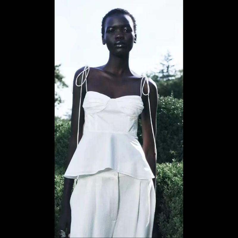 Za New Fall Women's Clothing 2025 Fashion Wind Fashion Pure Color Tight Corset Strap Short Top 8155920