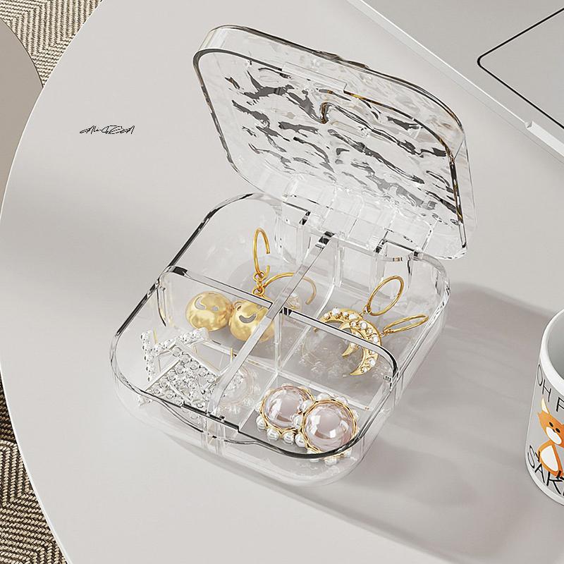 Portable 4/6 Grid Medicine Box Water Ripple Mini Sealed Plastic Travel Carrying Medicine Packaging Organizer for Travel