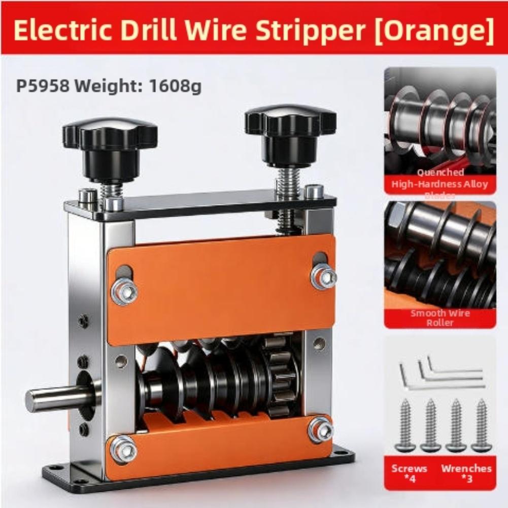 Drill Attachment Manual Wire Stripper For Professional Jobs Silver Compact Portable Design For Household Wiring