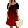 Women's Casual Fashion Round Neck Short Sleeve Retro Cake Skirt