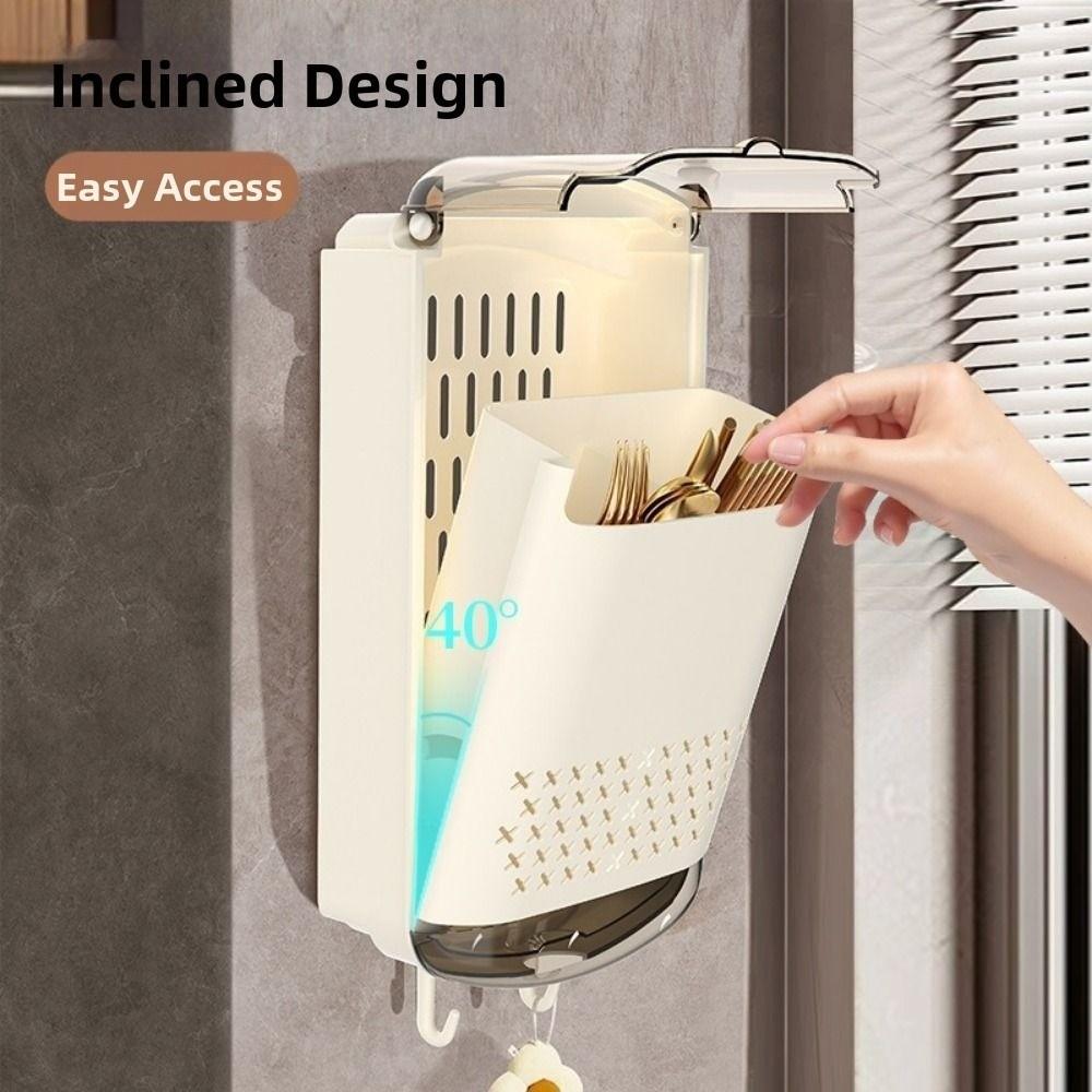 Wall-mounted Chopstick Storage Box Punch-free Kitchen Utensil Holder  Kitchen