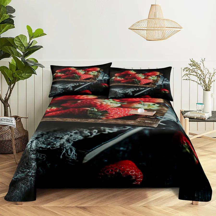 Fruit Bed Sheet Set and Pillow Case Queen King Size Bedding Set Lemon Print Pillowcase for Double Twin Full Single Bed Free Ship