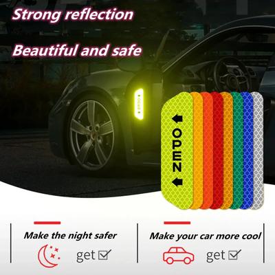 2PCS Car Door Reflective Sticker Safety Opening Warning Reflective Tape Car Accessories Interior Exterior Reflector