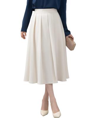 Dresstel Sommer Falten Ausgestellt Einfarbig Hoch Perfekt für Firma und die Größe M Damenrock, A-Linie, Farbe, Elastisch, Taille, Schlankmachend, Abschlussfeiern,