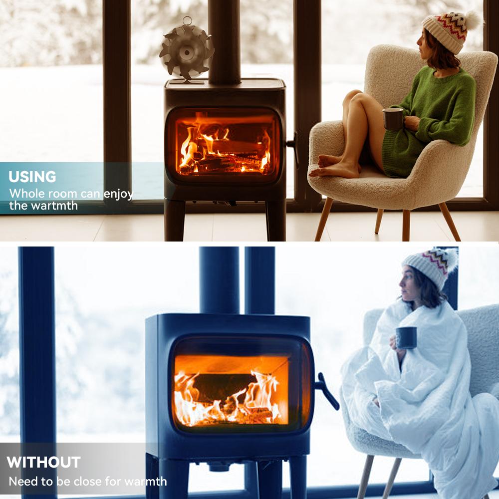 16 Blades Heat Powered Fireplace Fan Double Sided Log Wood Burner Ecological Efficient Home Heat Distribution Quiet Stove Fan