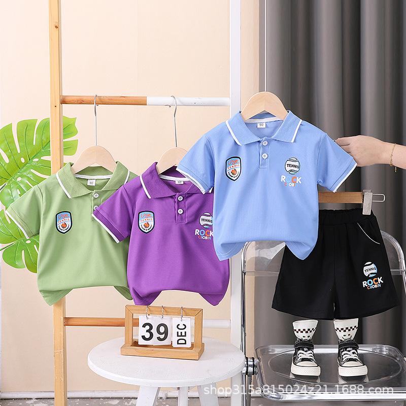 Polo per Bambini con Fantasia a Lettere Outfit Sportivo - Set Casual Estivo a 2 Pezzi per Ragazzi