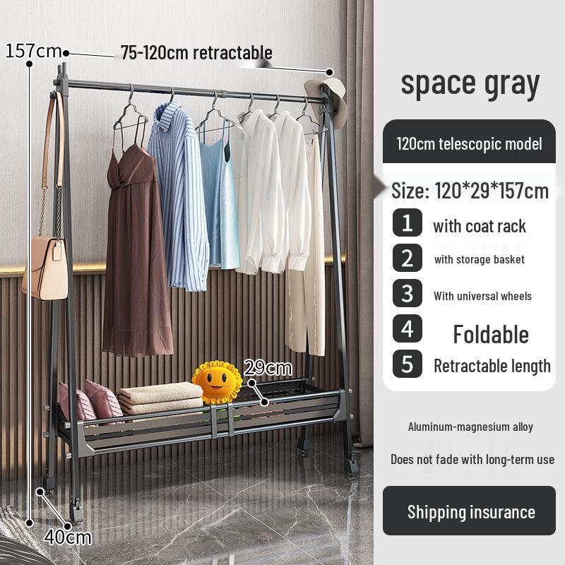Luxury Folding Floor-Standing Coat Rack for Bedroom - Movable & Retractable