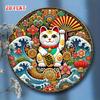 Lucky Cat Aluminum Metal Sign Vintage Japanese Style Wall Decor Plaque for Home Restaurant Cafe