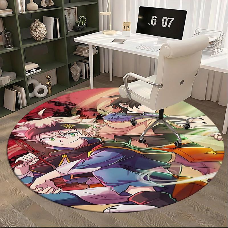 1 Stück Anime-Design Runder Teppich - Bürostuhlmatte, Rutschfester Teppich für Heimdekoration, Wohnzimmer, Schlafzimmer, Spielzimmer