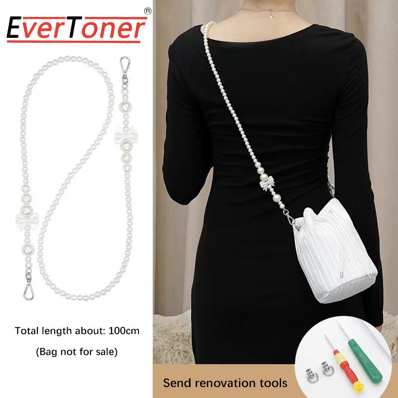 EverToner Pearl Bag Chain Crossbody Strap Lanyard Extender DIY Accessories Pearl Handbag Strap Replacement Accessories