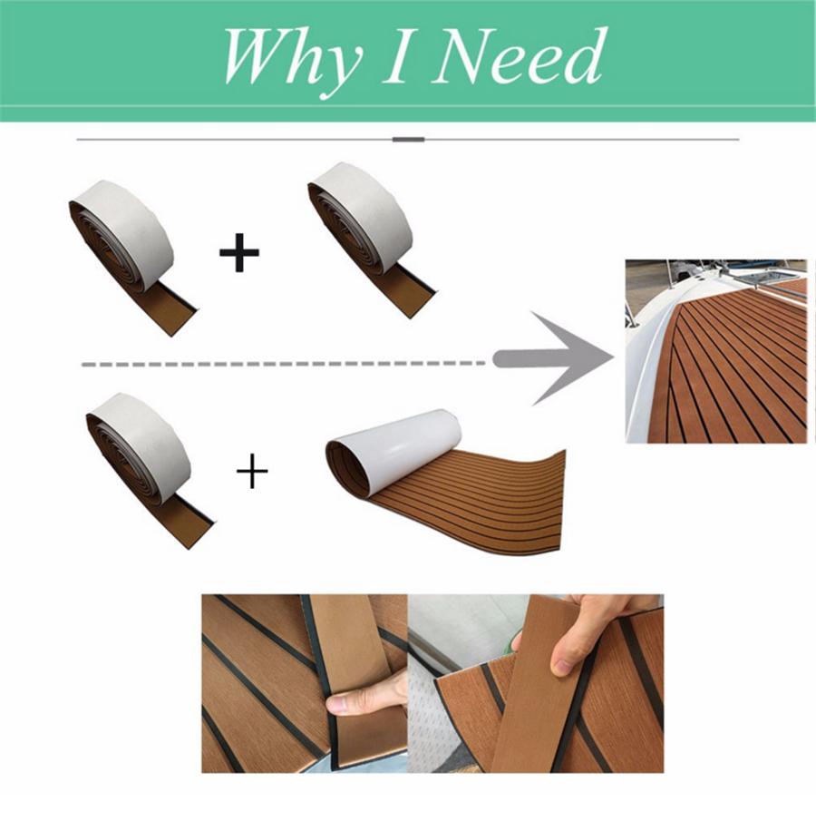 5 Rolls EVA Teak Decking Border For Boat Marine Flooring Carpet Self Adhesive Tape 5.8cmx240cmx6MM Yacht Boat Accessories