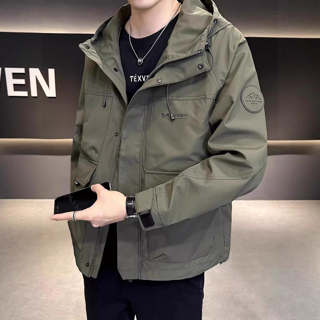 Jacket Men's Spring and Autumn New Hooded Men's American Casual Versatile