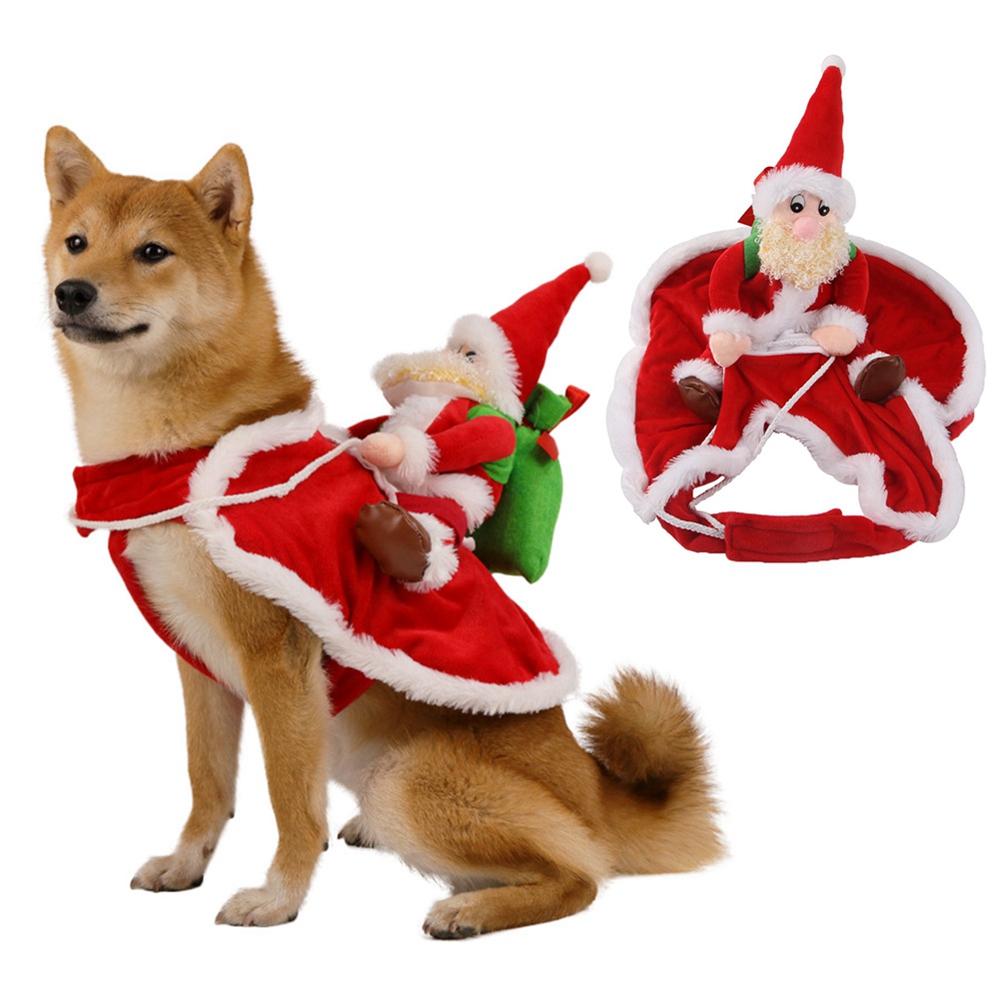 Weihnachtsmann-Hundekostüm, Weihnachtskleidung für Haustiere, Weihnachtsmann, Reitkostüm für Haustiere, Cosplay-Kostüme, Party-Verkleidung, Hunde- und Katzen-Outfit für kleine und mittelgroße Hunde