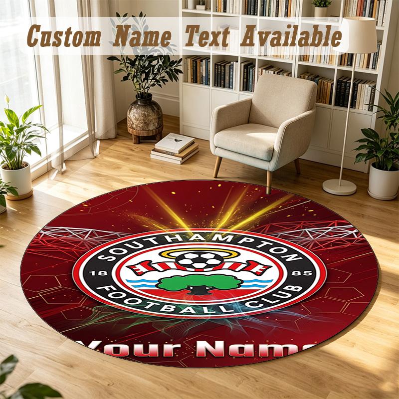 Round Rug Custom NameSouthampton FC Pattern Non Slip Carpet Home Floor Decor