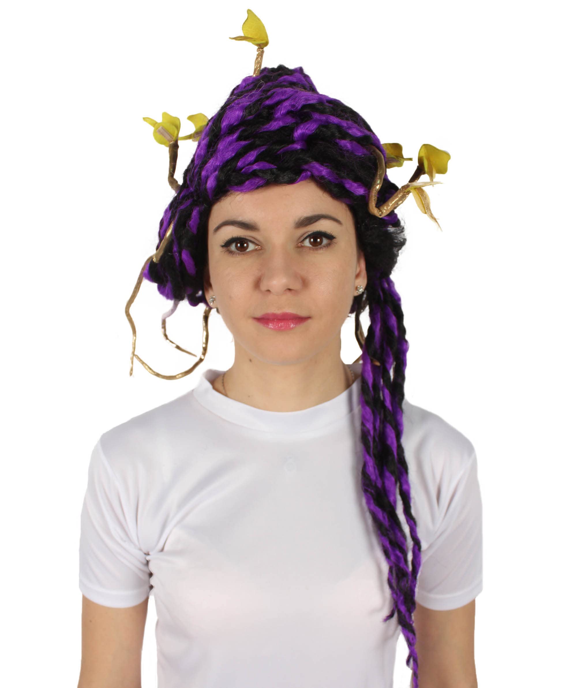 Wigs2you H-5663-MBKPP Премиум Женский Современный Парик Медуза Змея Черно-Фиолетовый для Хэллоуина и Вечеринок