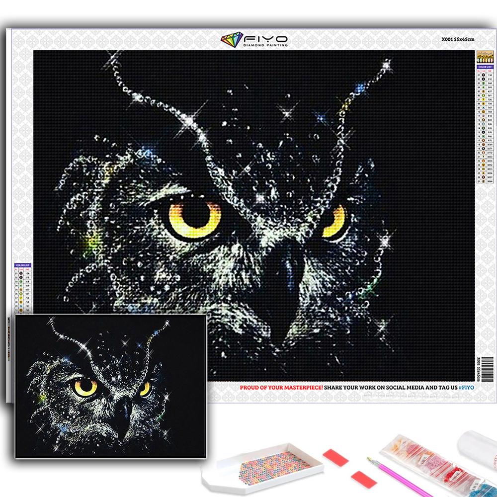 Gör-det-själv 5D Diamantmålning Djuruggla Korsstygnskit Full Drill Broderi Mosaikkonst Bild av Rhinestones Present