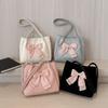 Soft Bow Shoulder Bag PU Crossbody Bag Portable Casual Handheld Bag  Casual Wear
