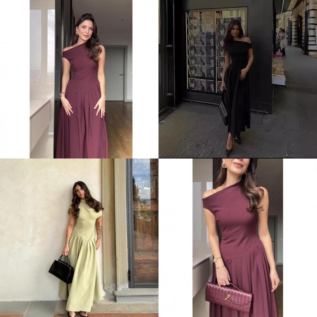 Elegant Polyester Silksoft Offshoulder Midi Dress For Spring Fashion Enthusiasts