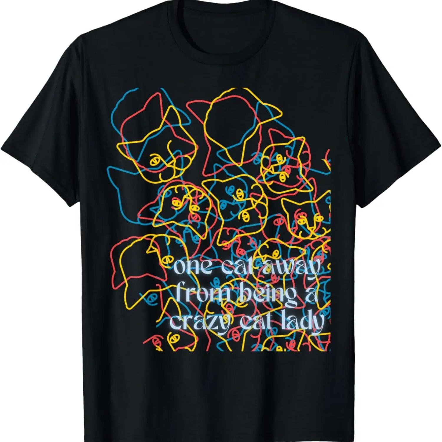 One Cat Away From Being a Crazy Cat Lady T-Shirt S чёрный