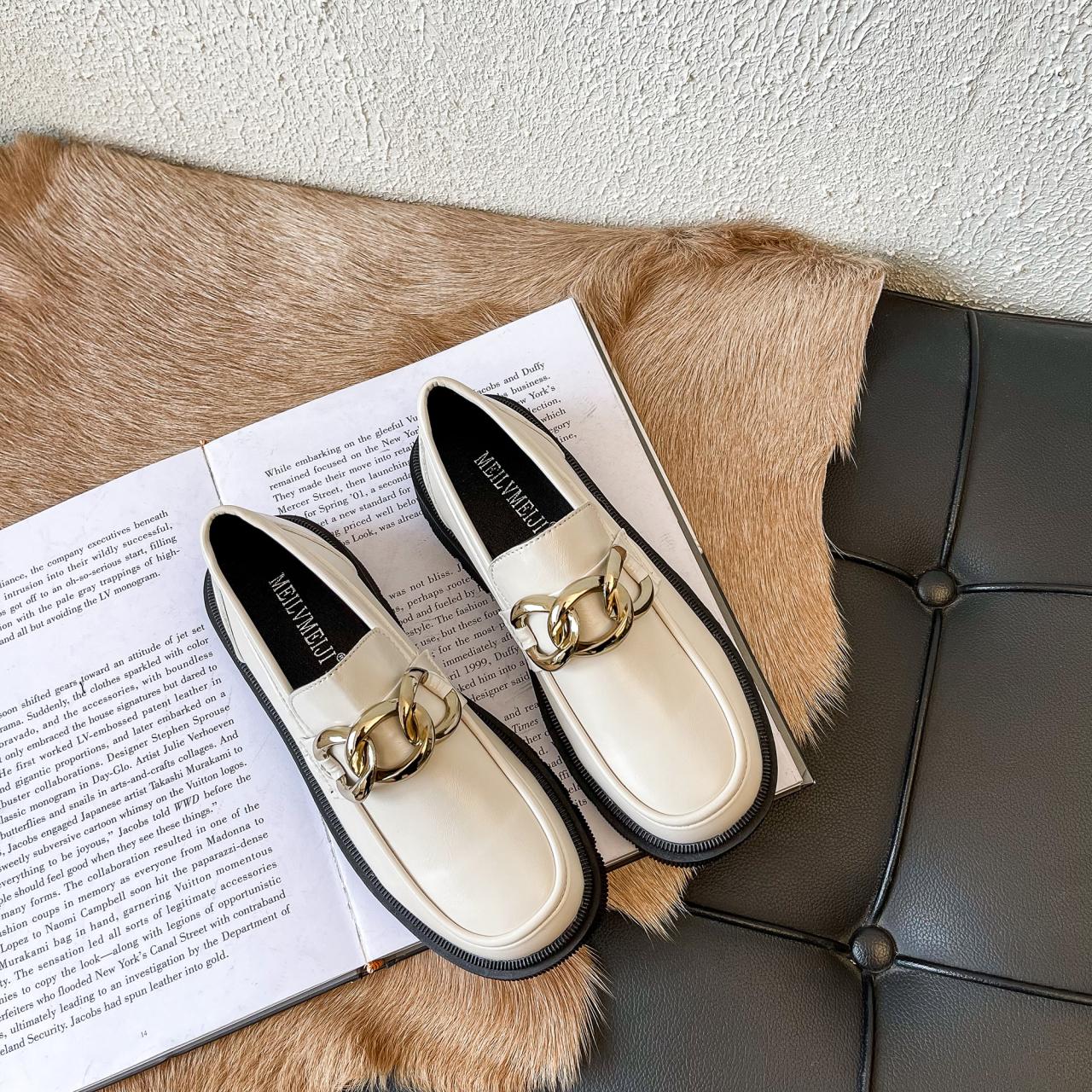 

Женские туфли в стиле Лолита на толстой подошве, дизайнерские туфли на платформе с металлической цепочкой, дерби с широким носком, женские джинсы для девочек в японском стиле Mary 5 бежевый