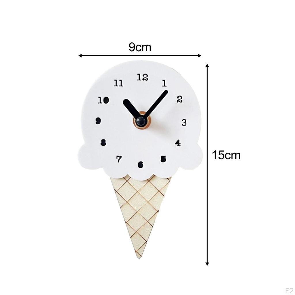 Clock Ice Cream Bedroom Minimalistic Nordic Wooden Simple Silent for Decorating