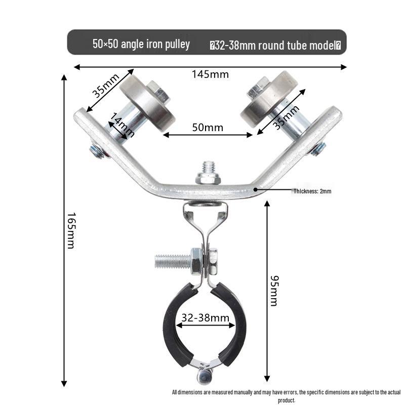 Poulie en fer d'angle pour arrosage de serre avec roulement à œillet et chariot à roues