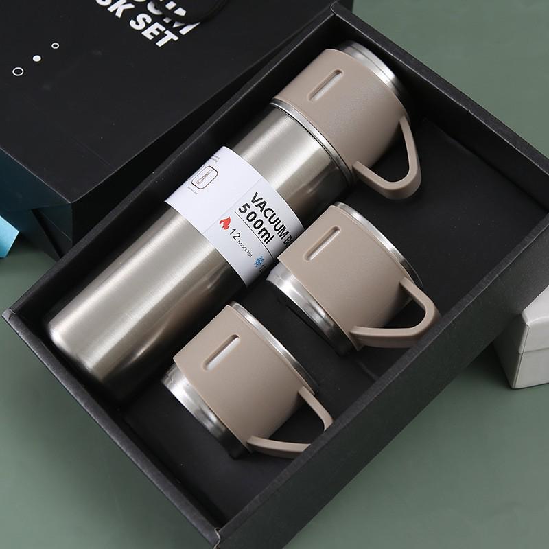 Handheld 304 Stainless Steel Insulated Tea Cup Set with Multiple Lids - High-End Business Gift Box