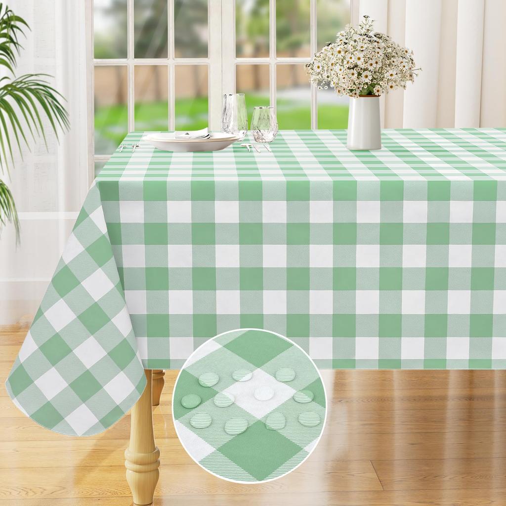 Olanly Rectangle Waterproof Vinyl Table Cloth Buffalo Flannel Backed Tablecloth Wipeable Plastic Table Cover For Easter Kitchen