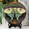 2D Flat, 1pc Round Aluminum Vintage Luna Moth Metal Sign with Intricate Wing Design, Ornate Art Nouveau Wall Plaque, Waterproof Rustproof Decor