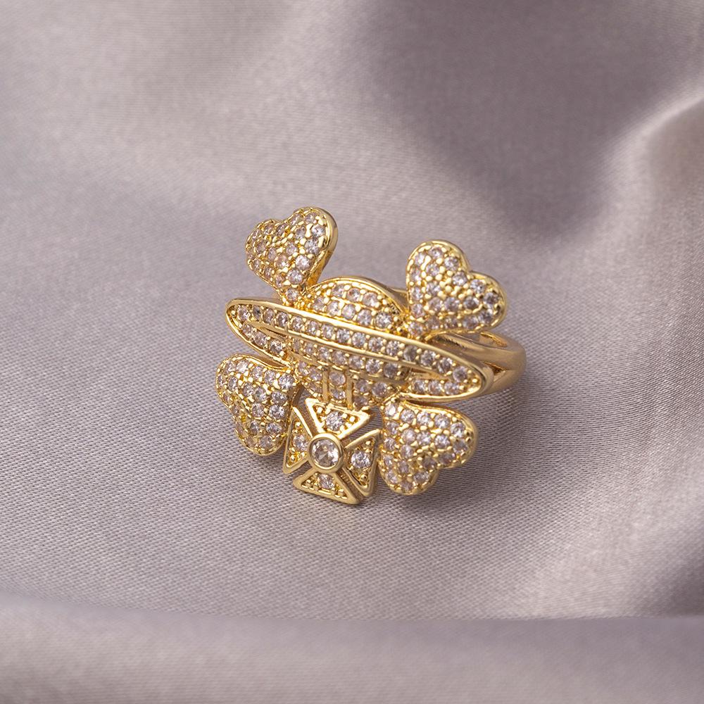 High-End Large Carat Zircon Retro Saturn Ring