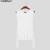 INCERUN Men Sleeveless Mesh Sheer Side Cutout Bandage Casual Tank Tops