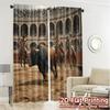 Set Of 2 Modern Flat Printing Curtains Without Rod Bullring Drama Prints Curtain With Sheer Polyester