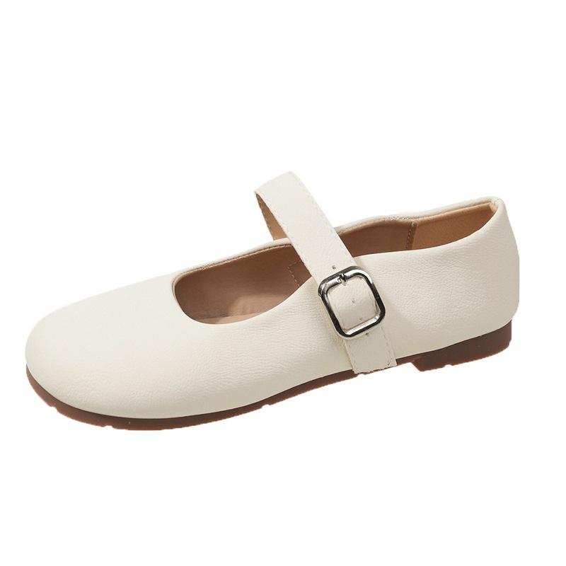 Gentle Wind Mary Jane Shoes Women's Flat-soled Single Shoes Summer 2025 New Shallow Mouth One Pedal with Skirt Small Leather Shoes