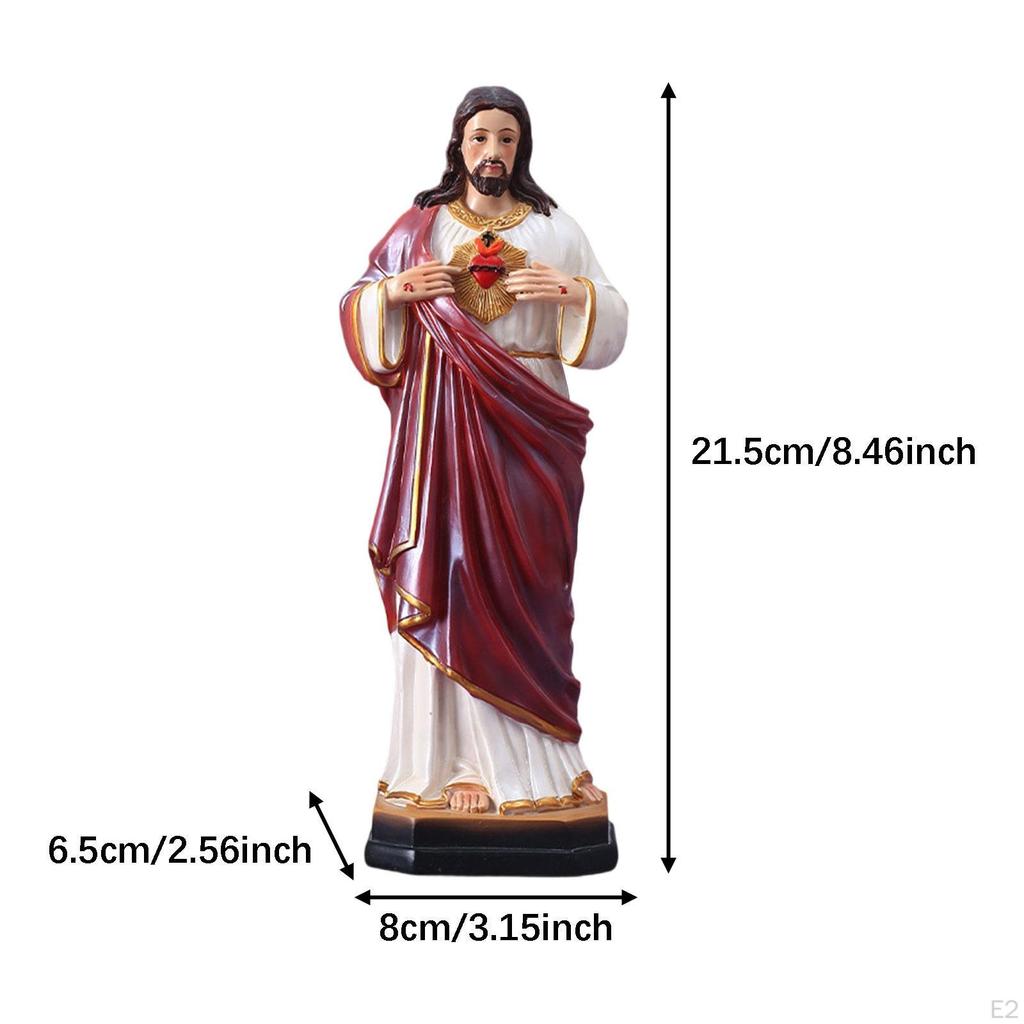 Sacred Heart Jesus Statue Figurine Decorative Resin for Home Altar Decor Bedroom Desk