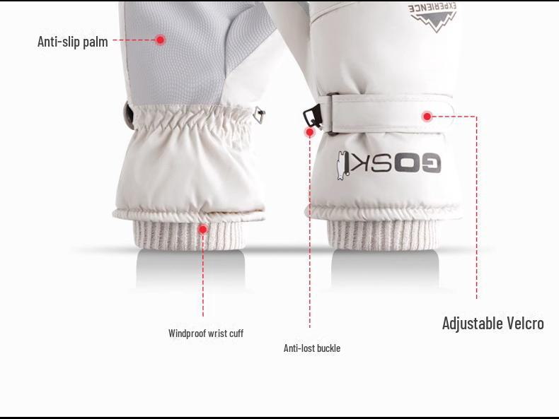 Men's & Women's Waterproof Touchscreen Ski Gloves - Warm, Cold-Proof, Fleece-Lined for Snow & Riding.