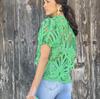 Fashion Embroidered Lace Blouses Shirts Women Casual Puff Sleeve Pullover Lady Summer Vintage O-Neck Blusa Streetwear
