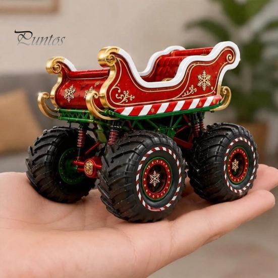 Decorative Holiday Gifts for Collectors Retro Christmas Sleigh Truck Ornament, Vehicle Figurine, Resin Vintage Durable Craft Decoration, Red