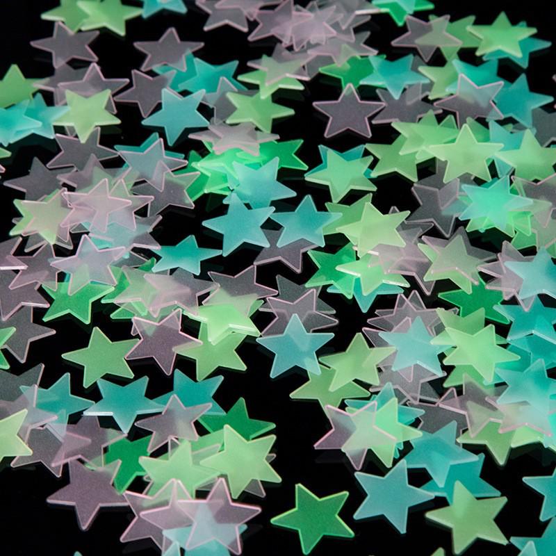 Luminous 3D Star Wall Stickers - Fluorescent Decor for Children's Bedroom or Girls' Room