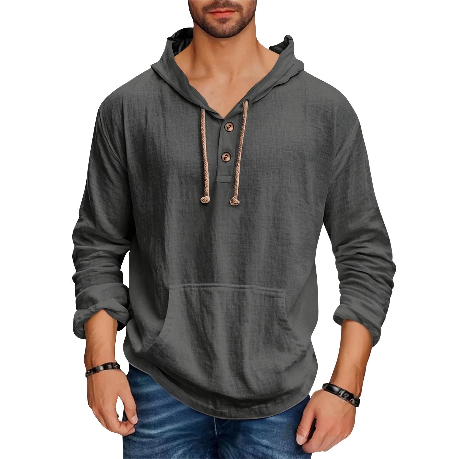 

Men s Casual Loose Long Sleeved Hooded Pocket Sweatshirt XXXL