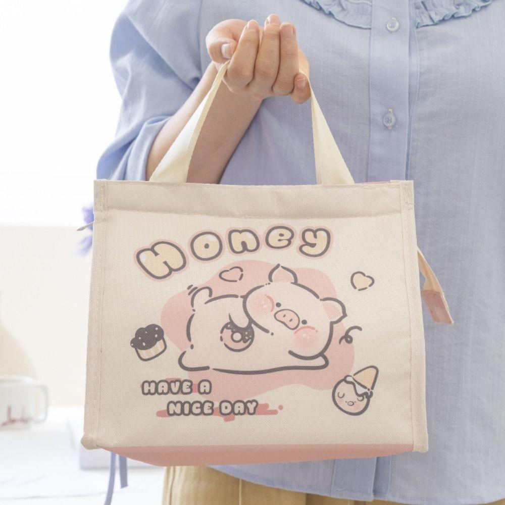 Oxford Capybara Lunch Bag Large Capacity Portable Lunch Box Simple Canteen Bag  BBQ Meal