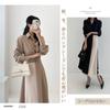 Long Sleeve Polo Neck Dress with Color Blocking and Pleated Shirt Dress High Slimming Formal Winter [Boretipseo] Women's A-line - Waist, Effect,