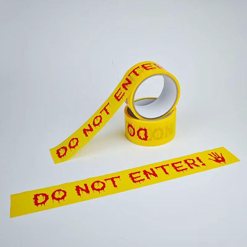 Yellow  DO NOT ENTER  Halloween Warning Tape - Adhesive-Free Safety Alert Decoration