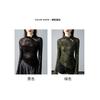 New Chinese Style Stand Up Collar Mesh Base Shirt for Women In Spring Irregular and Chic Printed Long Sleeved T-shirt