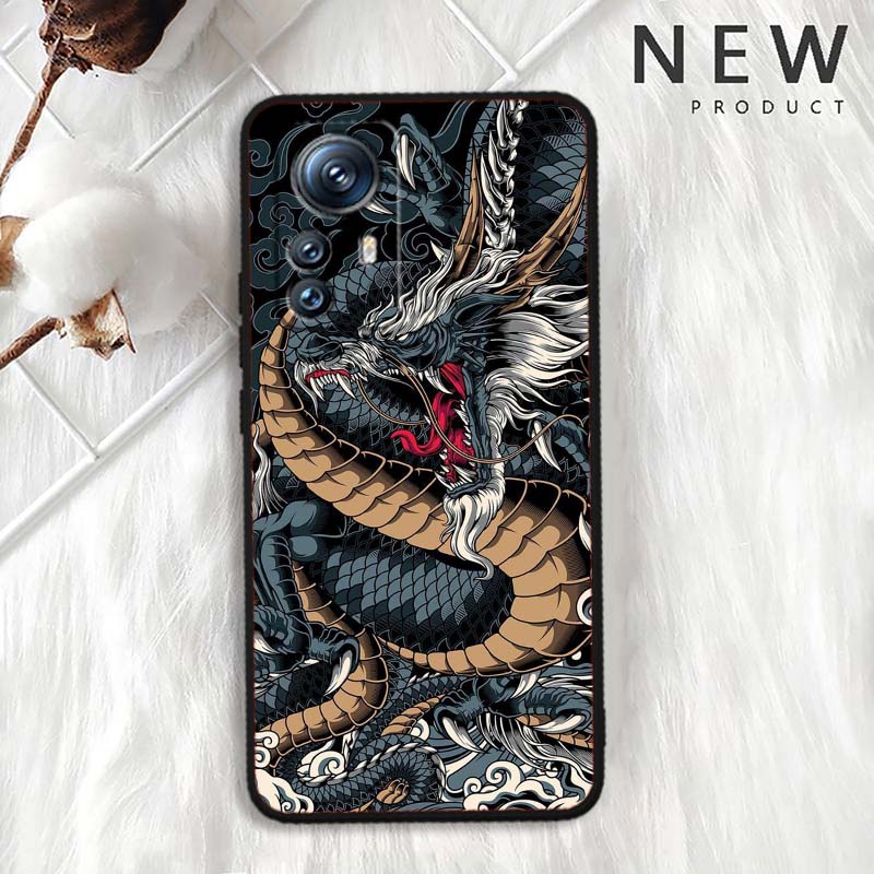 Fashion Dragon Illustration For Xiaomi Mi 15 14 13 13T 12 12T 12S 11 11i 11T Pro Ultra Lite 5G Black Soft Phone Case