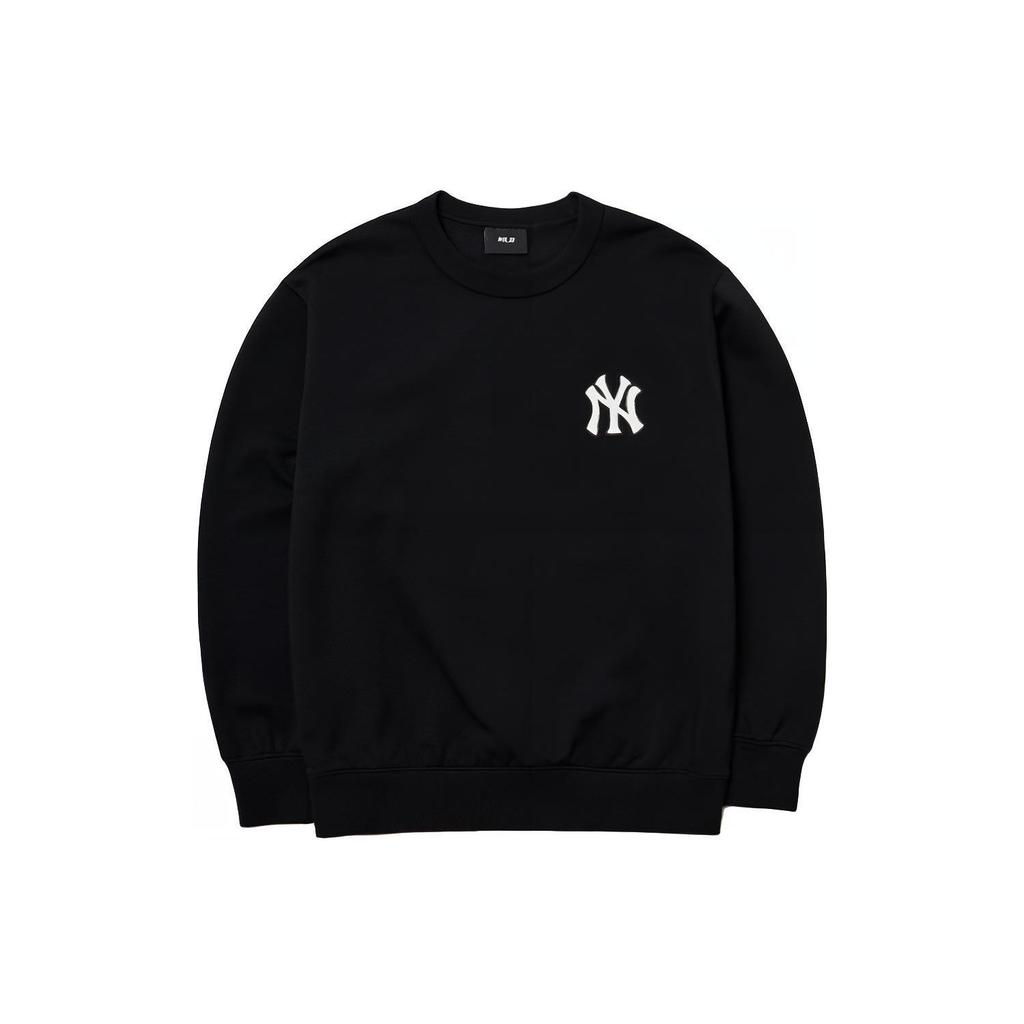 MLB New York Yankees Logo Print Crewneck Sweatshirt Unisex Sweatshirt Black 3AMTM0121-50BKS