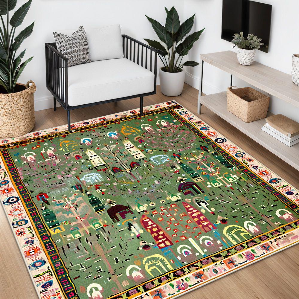 Bohemian Big Size Retro Live Room Rug Soft Washable Room Decoration Bedroom Bedend Carpet Customizable Sofa Table Mat Flannel