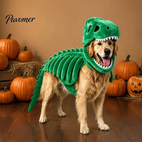 Pet Photography Prop Dinosaur Skeleton Costume, Glow-in-The-Dark 3D Apparel, Halloween Holiday Party Dog Clothes Dino Outfit for Dogs Cats,